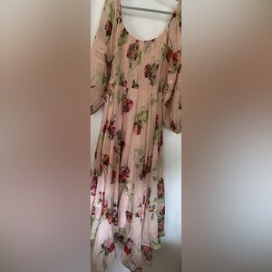 Free People Morning Glory Floral Smocked Long Sleeve Maxi Dress